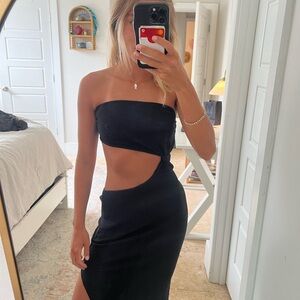 SHEIN Black Strapless Cut-Out Maxi Dress